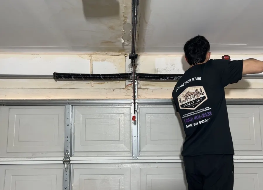 Desert Sky technician on site making a repair
